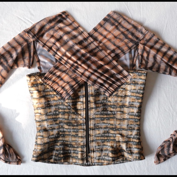 KNWLS (Charlotte Knowles) Ink Check Scythe Bustier with crossover back - Picture 2 of 6